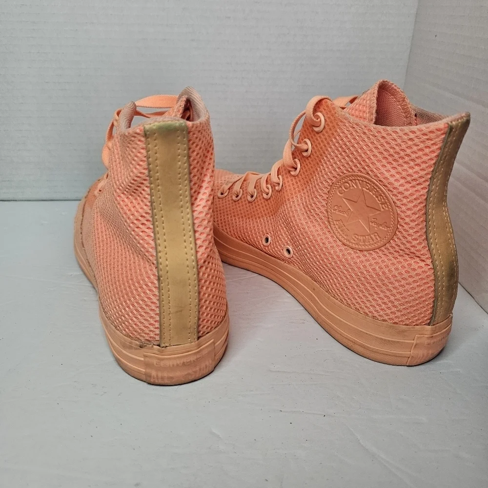 Converse Girls Orange Canvas High-Top Sneakers Size 7 Y